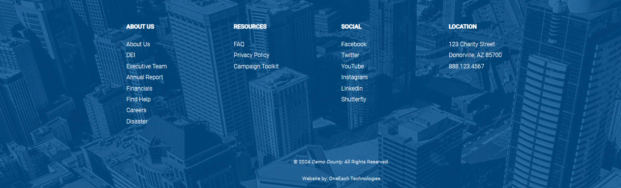 Screenshot of website footer